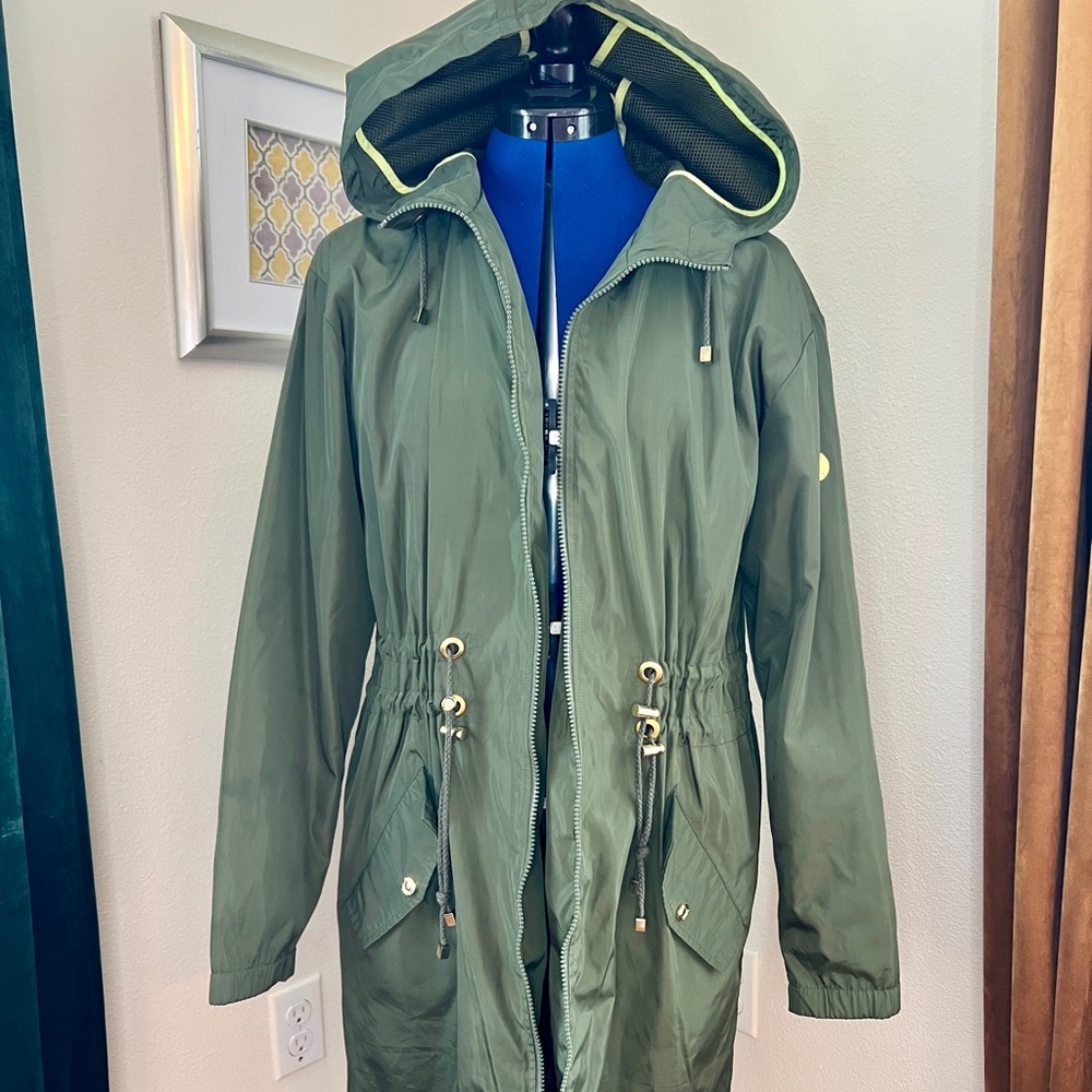 Kensie Hooded Lightweight Rain Woman’s Jacket Army Green Sz M